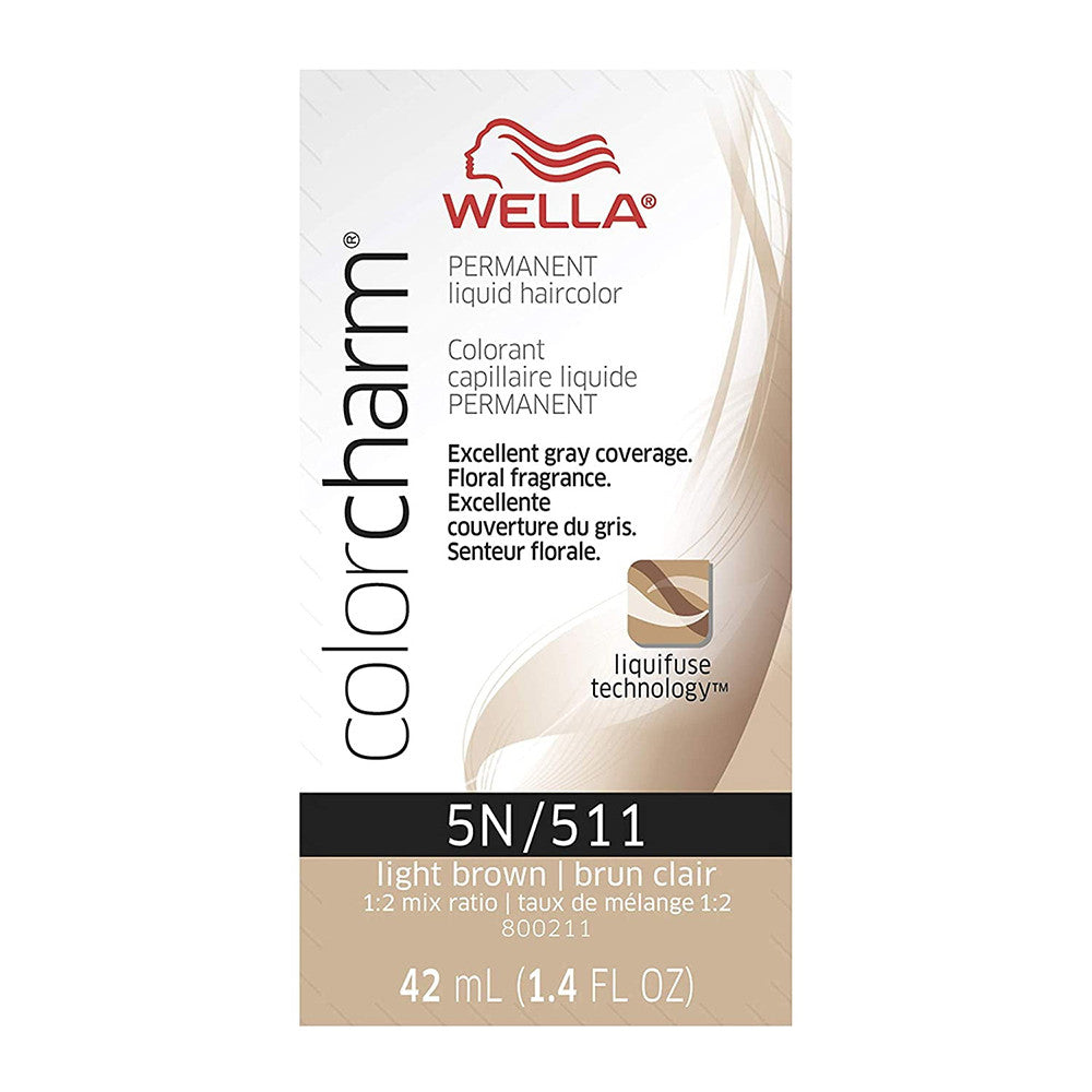 Wella Color Charm Liquid Permanent Hair Color 5N by 511 Shade Light Brown, 1.4 Oz